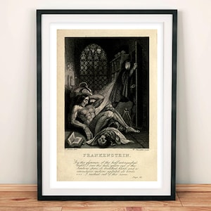 Frankenstein Poster: Vintage Book Cover Art Print