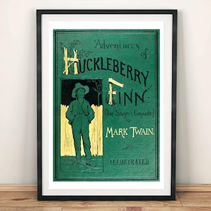 Huckleberry Finn Poster: Vintage Mark Twain Book Cover Art Print