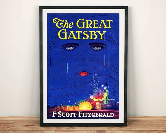 Great Gatsby Poster F Scott Fitzgerald Book Cover Print Etsy