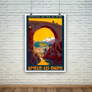 Amelie Les Bains Poster: Vintage Pyrenees Travel Print