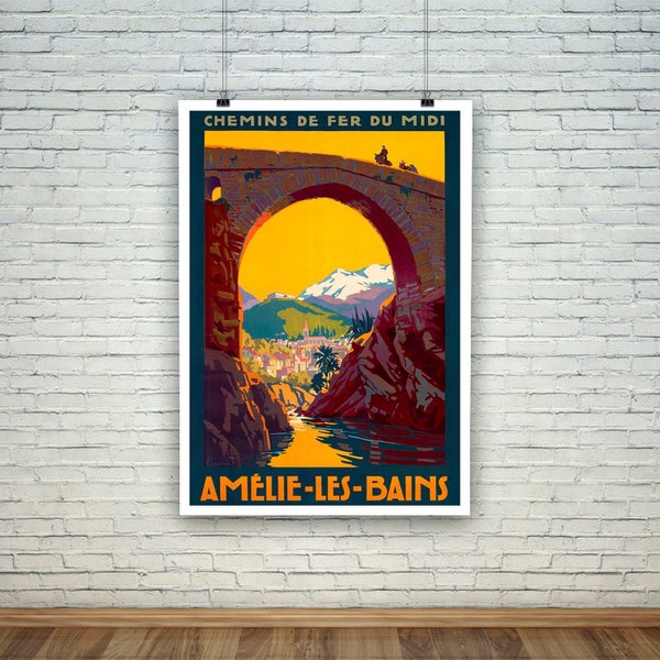 Amelie Les Bains Poster: Vintage Pyrenees Travel Print