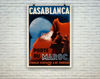 Manifesto di Casablanca: stampa di viaggio vintage in Marocco
