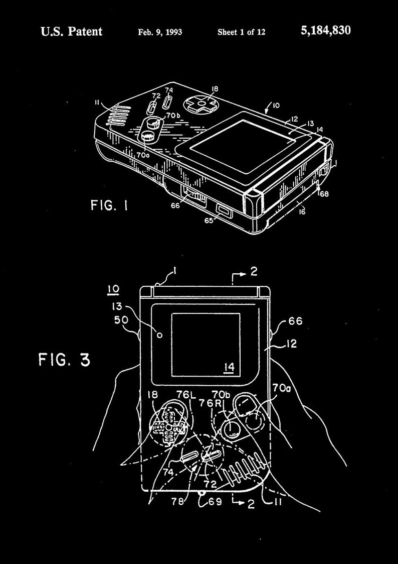 Gameboy Patent Print: Vintage Nintendo DS Gamer Blueprint Art | Etsy