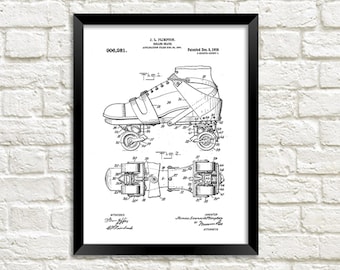 Rollerskating Patent Print: Skate Boot Blueprint Art