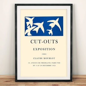 White Birds Poster: Matisse Inspired Art Gallery Exhibition Print