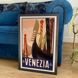 Venice Poster: Vintage Italian Gondola Travel Print