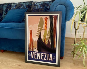 Venice Poster: Vintage Italian Gondola Travel Print