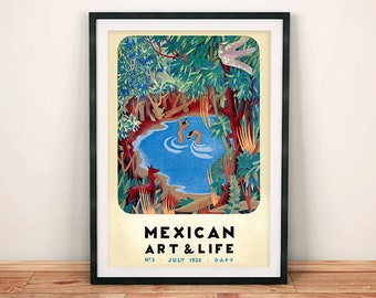 Mexican Art and Life Poster: Bathing Pool Mexico Magazine Print