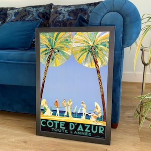 Cote d&#39;Azur Poster: Vintage French Riviera Travel Print