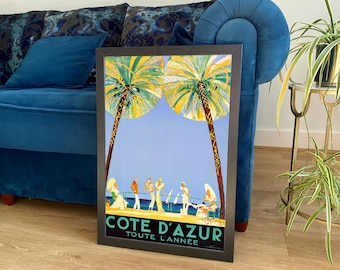 Cote d'Azur Poster: Vintage French Riviera Travel Print