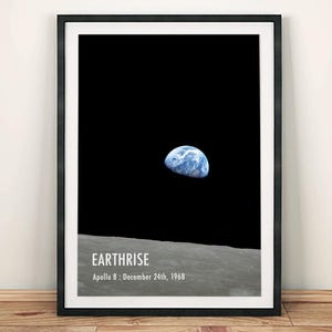 Poster di Earthrise: immagine spaziale dell'Apollo 8, foto artistica di astronauti