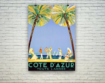 Cote d'Azur Poster: Vintage French Riviera Travel Print