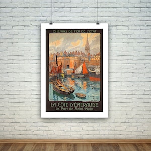 La Cote d&#39;Emeraud Poster: Vintage France Saint Malo RailwayTravel Print