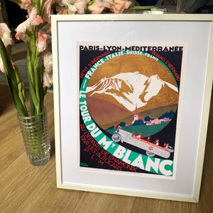 Poster del Tour de Mont Blanc: stampa di viaggio vintage Route des Alpes