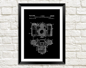 Camera Patent Print: Photography Art Blueprint
