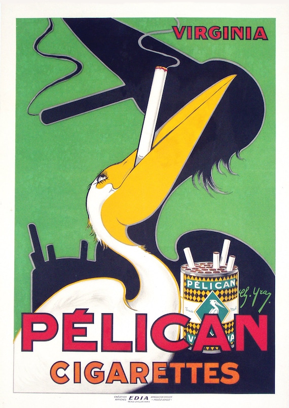 Pelican Cigarettes Poster: Vintage Tobacco Advert Print