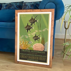 Impresión de la Gran Barrera de Coral: póster de viaje vintage de Australia