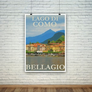 Bellagio Painting: Vintage Lago di Como Travel Print