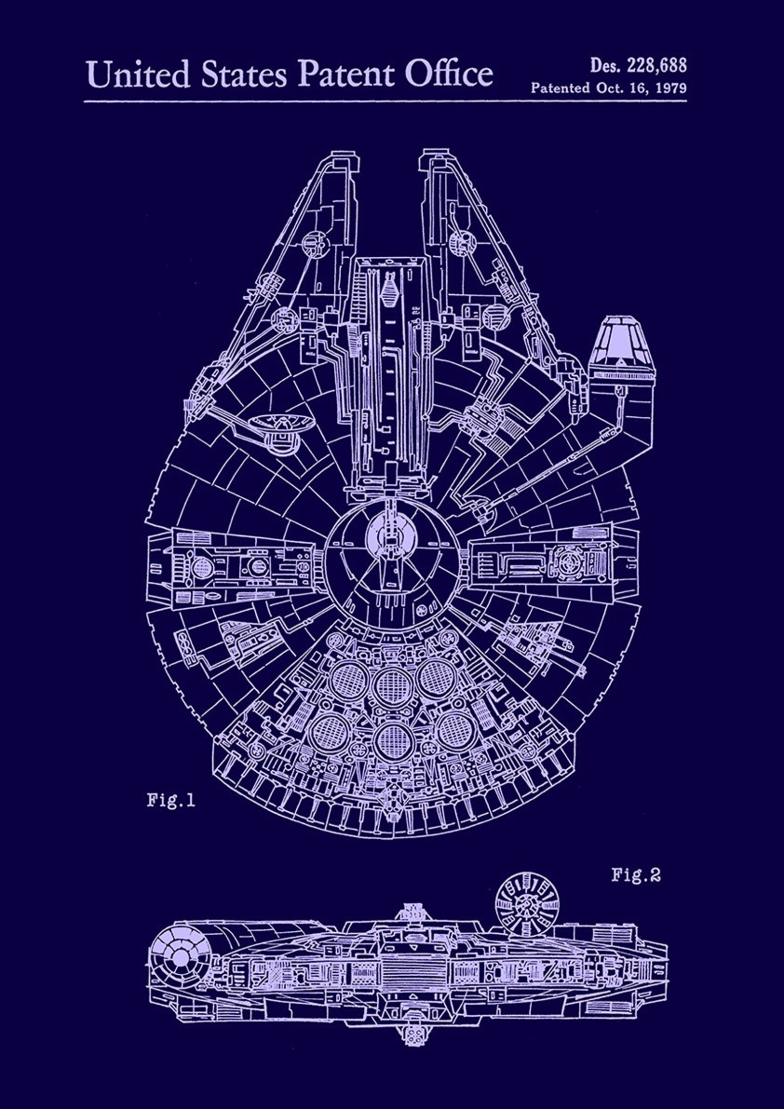 Star Wars Patent Print: Millennium Falcon Blueprint Art - Etsy