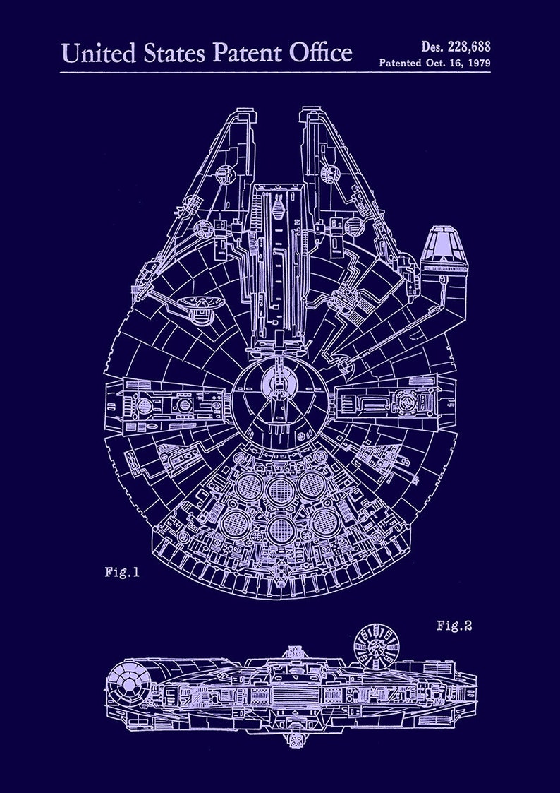 Star Wars Patent Print: Millennium Falcon Blueprint Art - Etsy