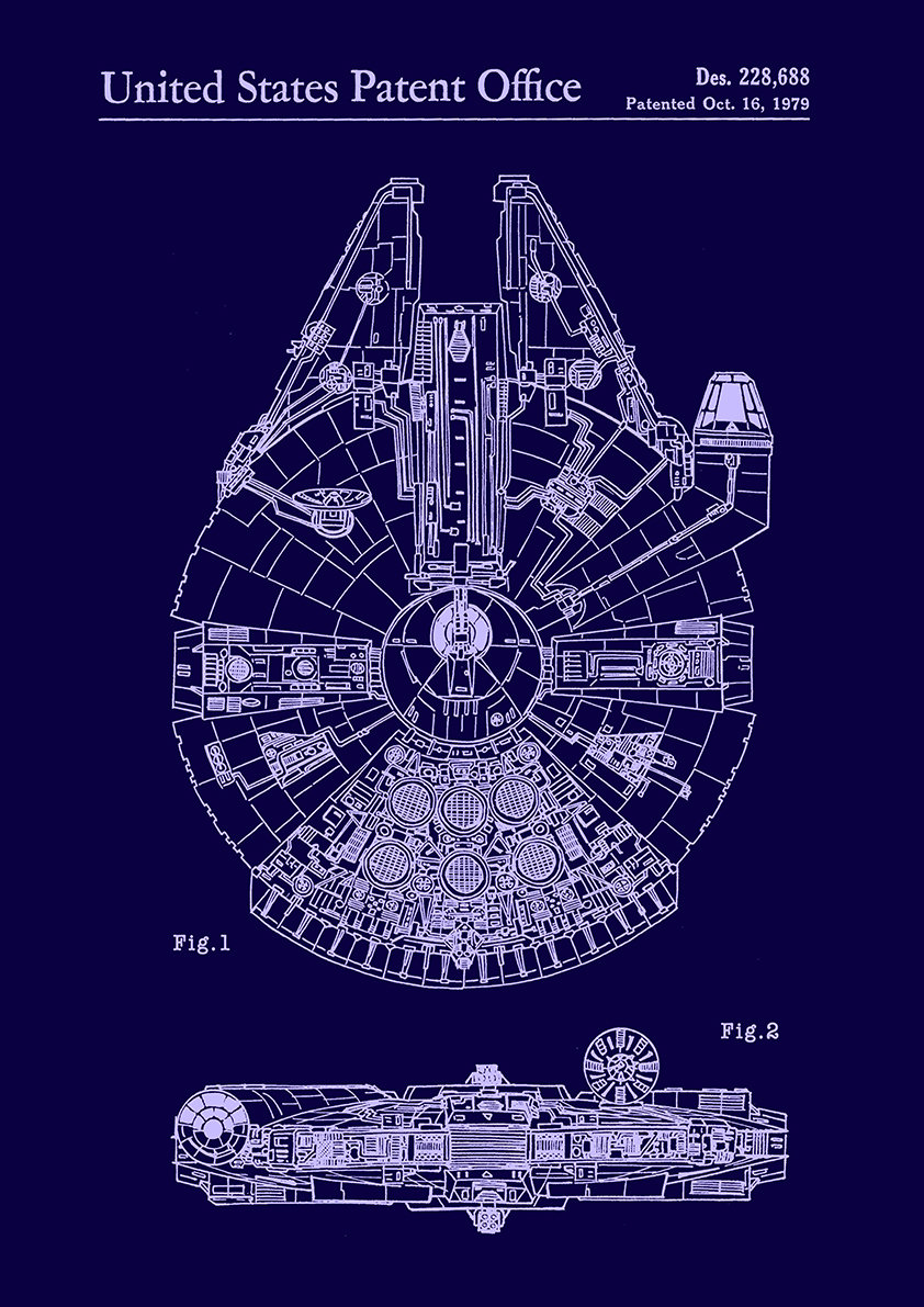 Star Wars Patent Print: Millennium Falcon Blueprint Art - Etsy