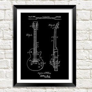 Guitar Patent Print: Blueprint Art
