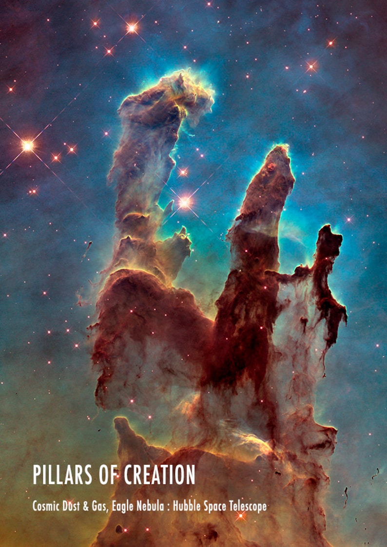 NASA Space Photographs: Hubble and James Webb Nebula and Galaxy Posters Pillars of Creation