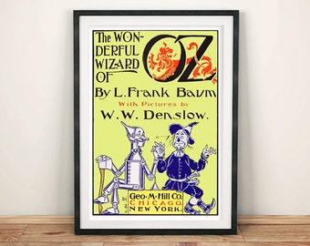 Wizard of Oz Poster: Vintage Book Cover Art Print