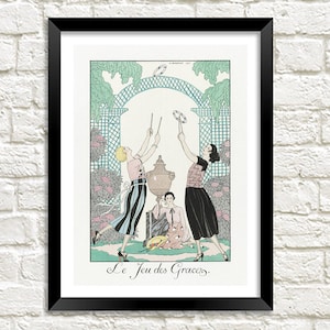 George Barbier Print: Le Jeu de Graces Summer Fashion Art Illustration