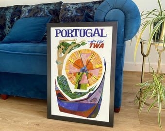 Portugal Print: Vintage Mermaid Travel Poster