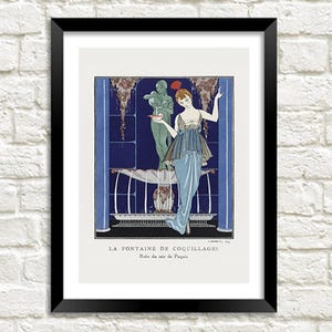 George Barbier Print: La Fontaine de Coquillages Fashion Art Illustration