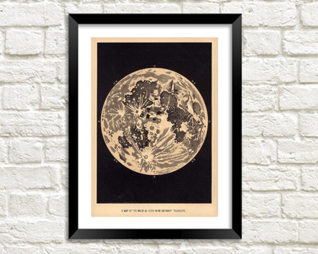 Moon Print: Vintage Lunar Art Illustration - Etsy