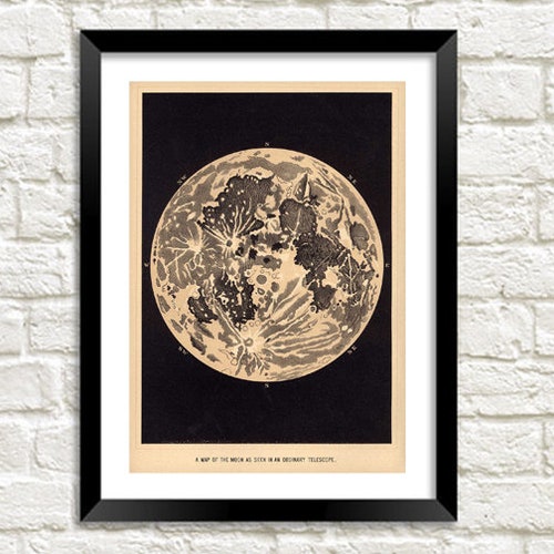 MAP of the MOON Antique Wall Art Antique MOON Map Vintage Etsy UK