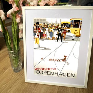 Prachtige Kopenhagen-poster: vintage Deense reisafdruk