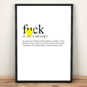F*ck Print: Rude Swear Word Definition Typography Art