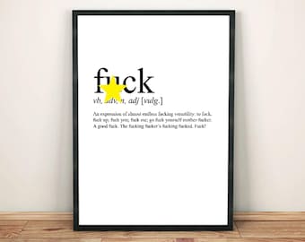 F * ck Print: Rude Swear Word Definição Tipografia Arte