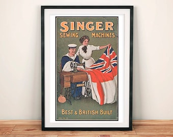 Sewing Machine Print: Vintage Singer Advert Poster