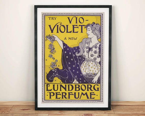 Perfume Print: Vintage Lundborg Vio-violet Fragrance Advert Poster