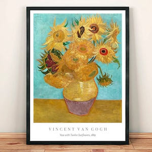 Póster de Van Gogh: Jarrón con doce girasoles (impresión artística)