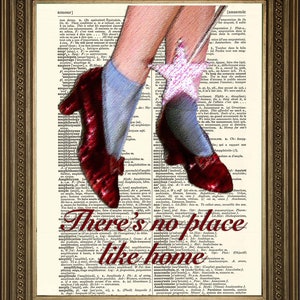 Ruby Slippers Print: Dorothy Oz Art, Printed on Vintage Dictionary Pages