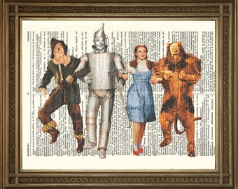 Der Zauberer von Oz Print: Charakter Illustration aus einem Film, Gedruckt auf Vintage Lexikon Seite
