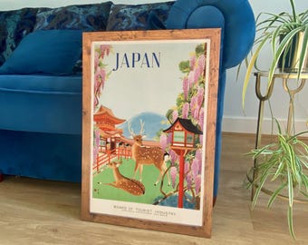 Japanese Deer Poster: Vintage Japan Tourism Print