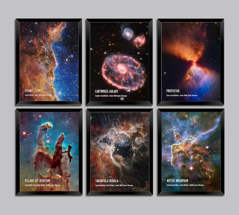 NASA space posters from Hubble and James Webb Telescopes