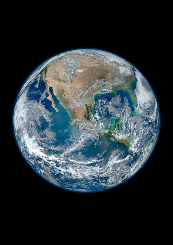 NASAの地球写真：宇宙から見た青い地球のポスター - Etsy 日本