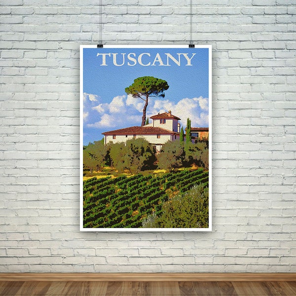 Tuscany Painting: Vintage Italian Travel Print