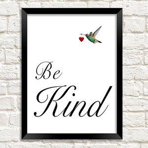 Be Kind Poster: Typography Love Heart Art Print