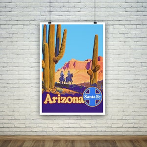 Arizona Poster: Vintage American Cowboys Travel Print