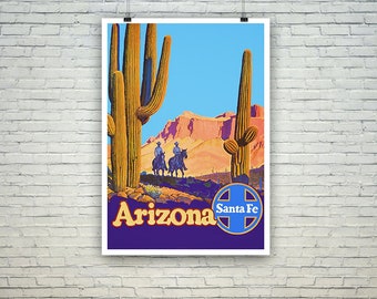 Arizona Poster: Vintage American Cowboys Travel Print
