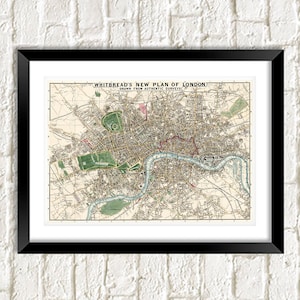 London Map Print: Vintage England Capital City Atlas Artwork