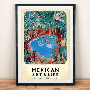 Mexican Art and Life Poster: Bathing Pool Mexico Magazine Print